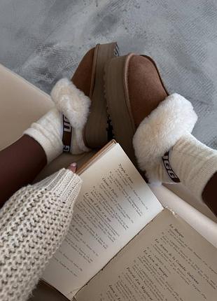 Уги угі угги уггі тапочки ugg funkette platform chestnut premium ❄️