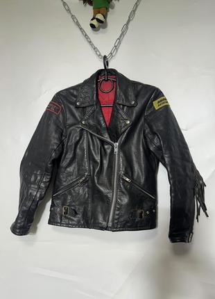 Кожаная куртка vintage с бахромой harley davidson