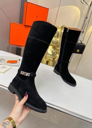 Чоботи з натуральної замші в стилі hermes🖤