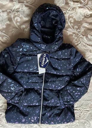 Стильна тепленька курточка для дівчинки з єдинорожками