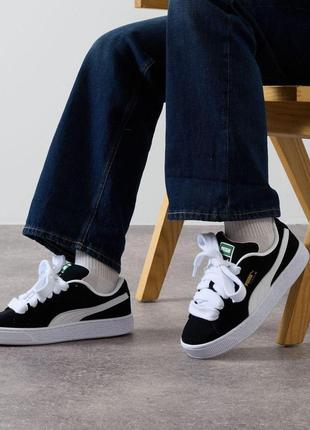 Женские кроссовки puma suede xl black white чёрный белый 37 36