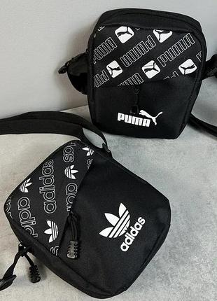 Мужская споривная барсетка черная сумка через плечо adidas адидас