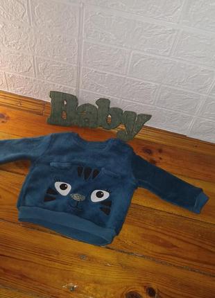 Теплая кофта котик на малыша 12 месяцев