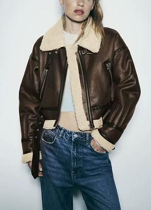 Укорочена дублянка, куртка zara
