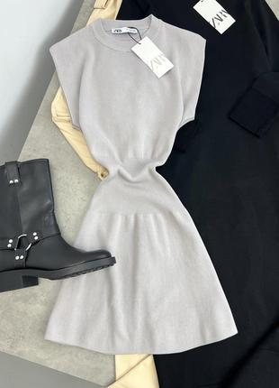 Серое бандажное платье от zara