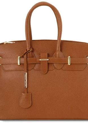 Tl bag шкіряна сумка жіноча tuscany tl141529 (коньяк)