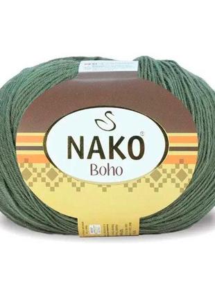 Шкарпеткова пряжа nako boho, оливковий 12537