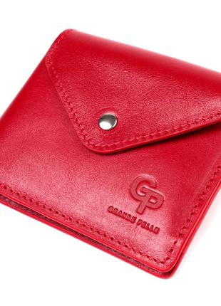 Жіночий гаманець із монетницею з глянсової натуральної шкіри grande pelle 16808 червоний