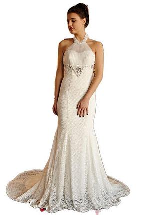 Ексклюзивне весільне плаття мереживне айворі рибка2 фото