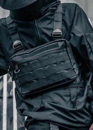 Сумка через плече військова, нагрудна чоловіча сумка тактична тканинна, сумка тактична наплічна2 фото