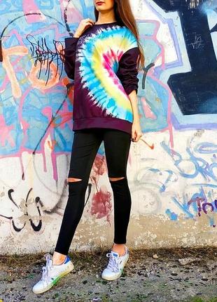 Черный лонгслив яркий элемент tie diy размер l новый