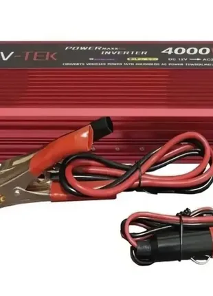 Преобразователь напряжения инвертор с дисплеем v-tek 4000w 12-220v автомобильный преобразователь