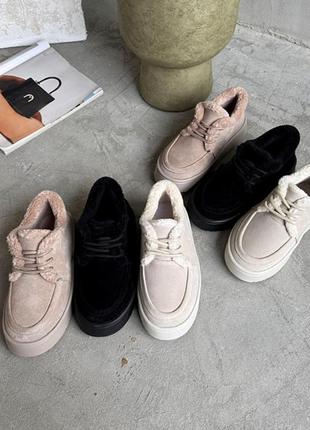 Сноубутсы из натуральной итальянской замши с мехом женские