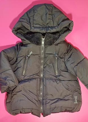 Куртка zara теплая в темно графитовом цвете