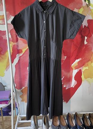 Жіноча сукня zara сіра з корсетом металевими ґудзиками та рукавами, розмір l