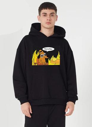 Оверсайз худи c принтом this is fine