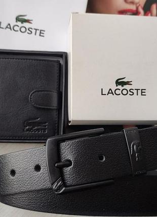 Кожаный подарочный набор lacoste пряжка black 43382