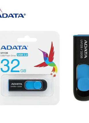 Usb флеш накопичувач adata 32gb uv128 black-blue usb 3.2