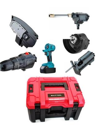 5 в 1 набор аккумуляторного инструмента в кейсе сучкорез шуруповерт болгарка лобзик и мойка