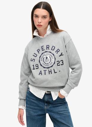 Свитшот кофта пуловер худи superdry серое школьное колледж