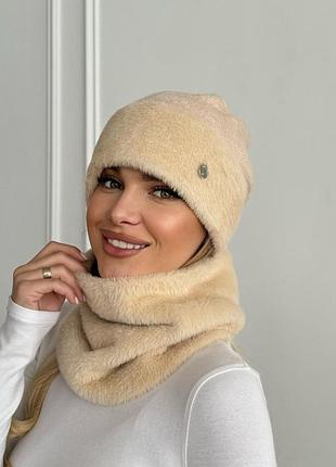 Шапка+бафф з еко хутра альпака🧶