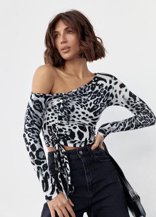 Леопардовый кроп-топ