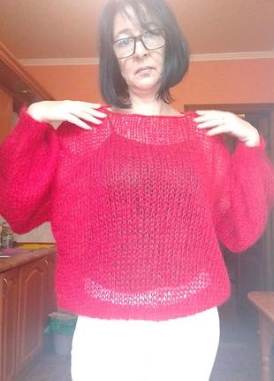 Вязаная паутинка облачко ручной работы, мохеровый свитер женский, свитер оверсайз, свитер