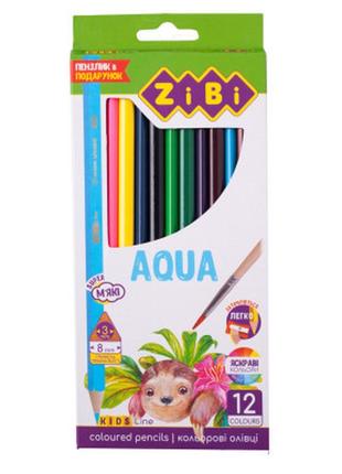 Олівці кольорові zibi kids line aqua акварельні 12 шт (zb.2475)