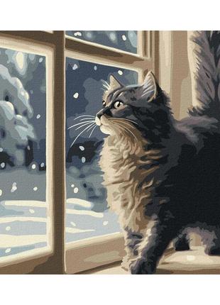 Картина по номерам снегопад за окном kho6550 40х50 , лучшая цена