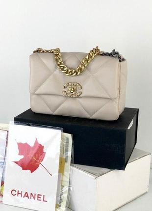 Женская сумка бежевая chanel bag light beige