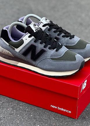 New balance 574 кроссовки мужские серые, замш