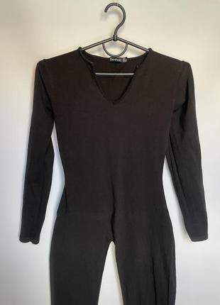 Комбінезон boohoo xs s 34 36 чорний котон довгий рукав гімнастичний спортивний домашній бренд оригінал