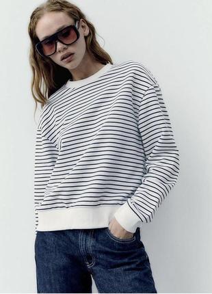 Свитшот zara, свитшот в полоску zara, свитшот женский zara4 фото