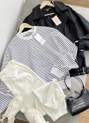 Свитшот zara, свитшот в полоску zara, свитшот женский zara3 фото