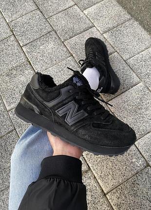 Женские кроссовки new balance 574 black (мех)