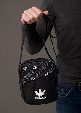 Мужская споривная барсетка черная сумка через плечо adidas адидас