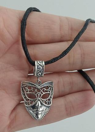 Серебряный винтажный кулон ручной работы венская маска