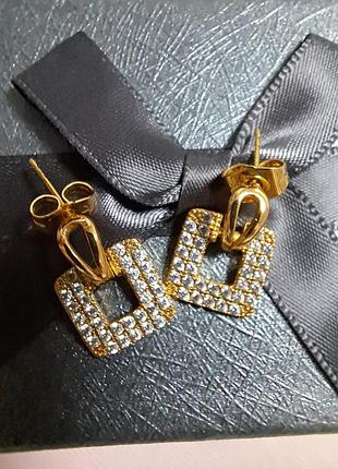 Сережки квадрати з камінцями