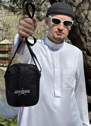 Барсетка  через плече джордан jordan чорна сумка чоловіча спортивна