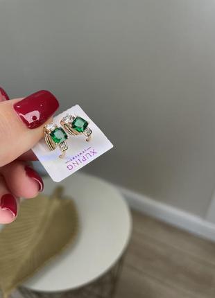 Серьги новые изумрудные