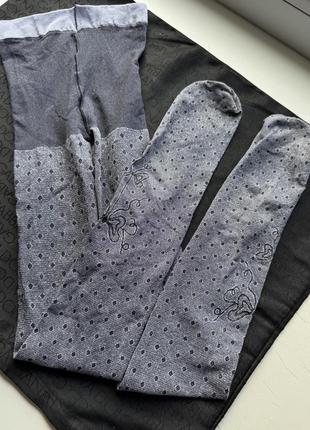 Колготи дитячі сірі з  срібним візерунком, колготки