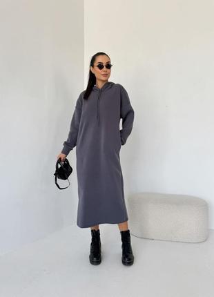 Сукня з капюшоном та  кишенями в стилі  oversize