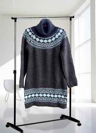 Теплий довгий светр із чудовим орнаментом із натуральної вовни (туреччина)