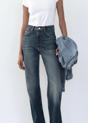 Джинси зара ZARA MID RISE FULL LENGTH RELAXED PANT - slim leg - mid-rise