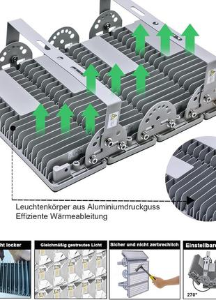 Мощный светодиодный прожектор 400w, 40000lm, 6500k, ip67