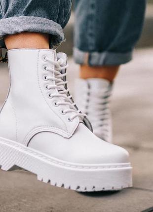 Женские ботинки dr. martens jadon mono white fur