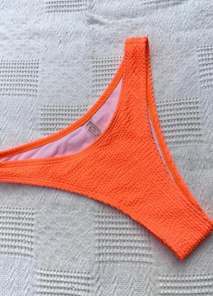 Плавки ярко оранжевые неоновые жатка высокие завышенные s