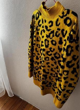 Кофта тепла туніка  леопард принт тренд вʼязка