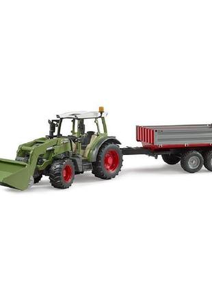 Модель bruder трактор fendt vario 211 з переднім навантажувачем і причепом 1:16 (02182)
