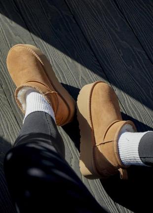 Угги угги ugg ultra mini platform chestnut
